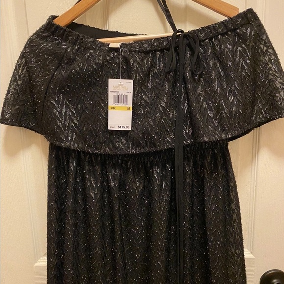 Michael Kors Peasant Top Black w/ Silver Sparkles Dress Sz Med NWT!! - Picture 10 of 12